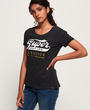 Superdry Classic Logo Broderie Slim Boyfriend Női Pólók Fekete | ROWXV5064